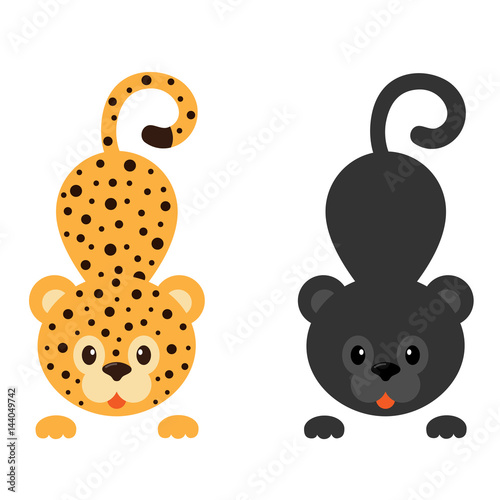 cartoon panther and leopard vector