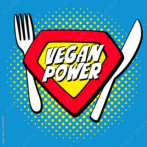 Vegan Power Logo Sign in the style of comics
