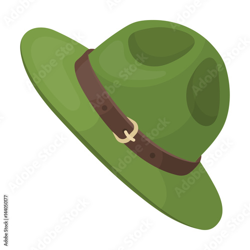 Green hat of a Canadian ranger. Canada single icon in cartoon style vector symbol stock illustration web.