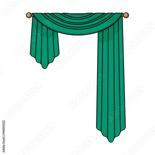 Curtains with drapery on the cornice.Curtains single icon in cartoon style vector symbol stock illustration web.