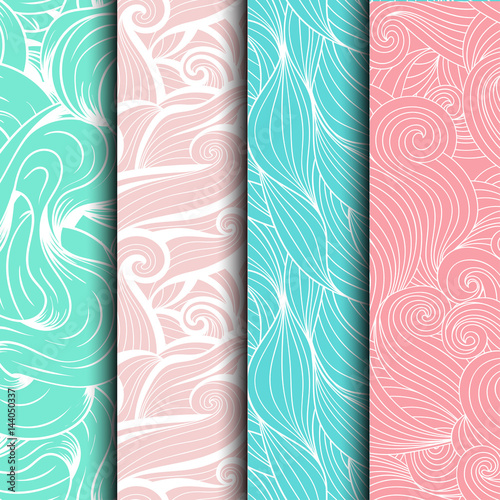 Set of wave patterns (seamlessly tiling).Seamless pattern can be used for wallpaper, pattern fills, web page background,surface textures. Gorgeous seamless wave background