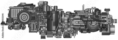 3d illustration of abstract industrial equipment technology