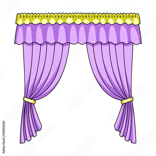 Curtains with drapery on the cornice.Curtains single icon in cartoon style vector symbol stock illustration web.