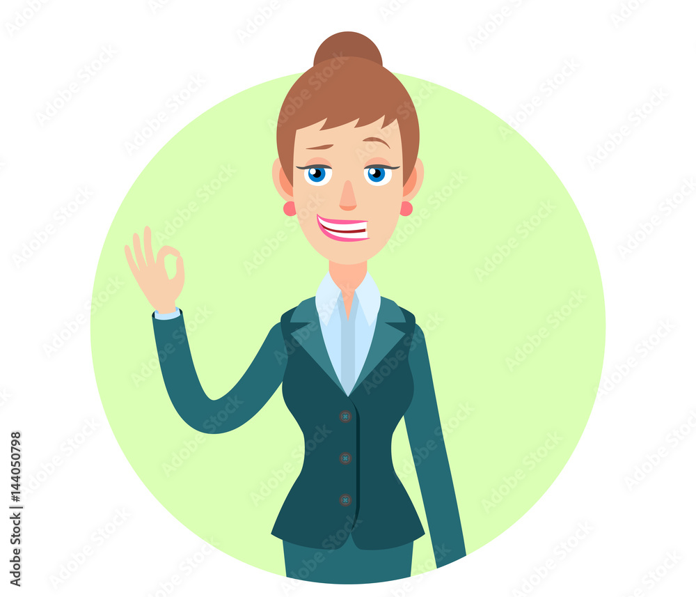 Businesswoman showing a okay hand sign Businesswoman showing a okay hand sign