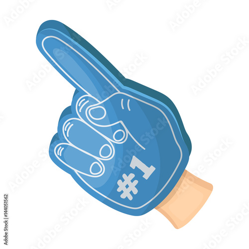 Number one is the fan's glove.Fans single icon in cartoon style vector symbol stock illustration.