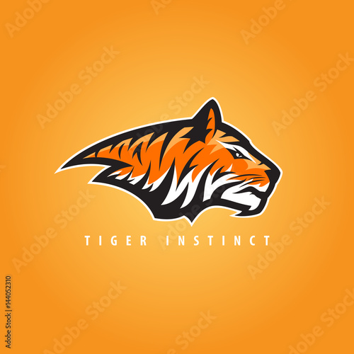 Vector tiger head sports logo illustration. Mascot, T-shirt, sticker, label design.