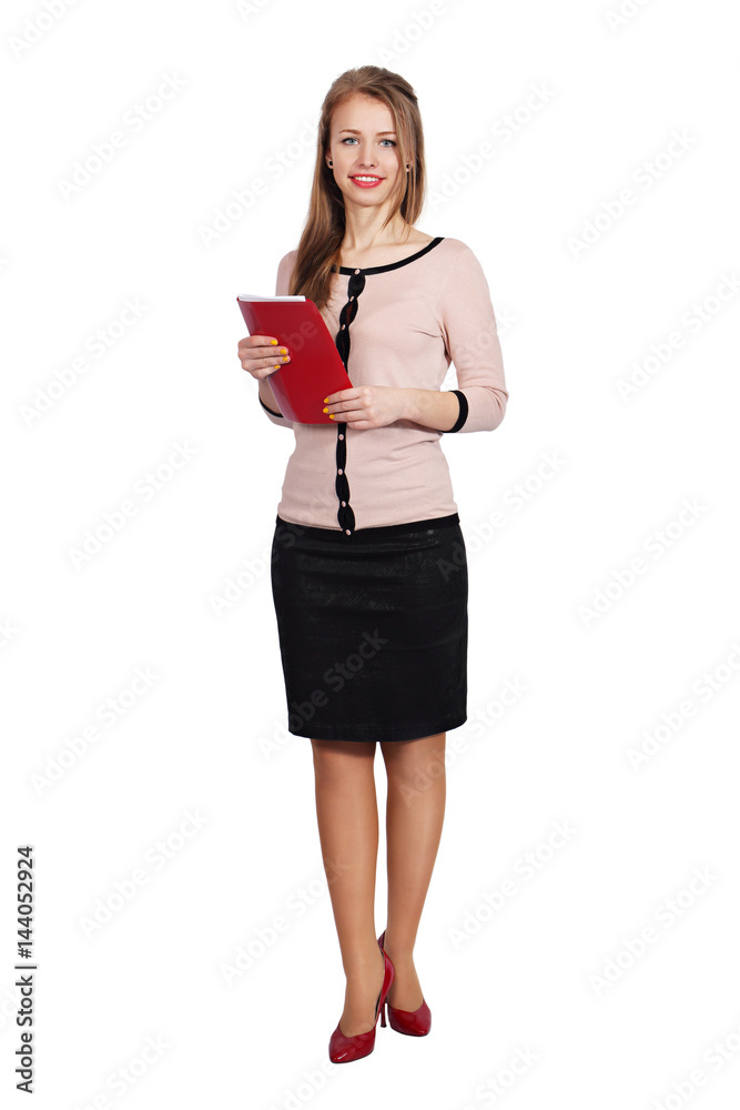 Young girl with a folder in hands Young girl with a folder in hands