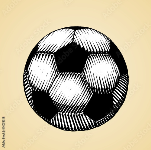 Ink Sketch of a Soccer Ball with White Fill