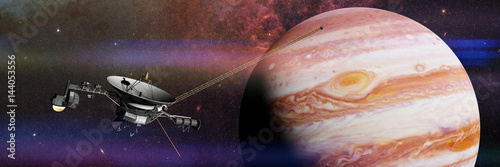 Fotografi planet Jupiter with Voyager spacecraft flyby