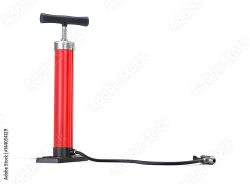 Red Bicycle Pump isolated on White Background. 3D illustration