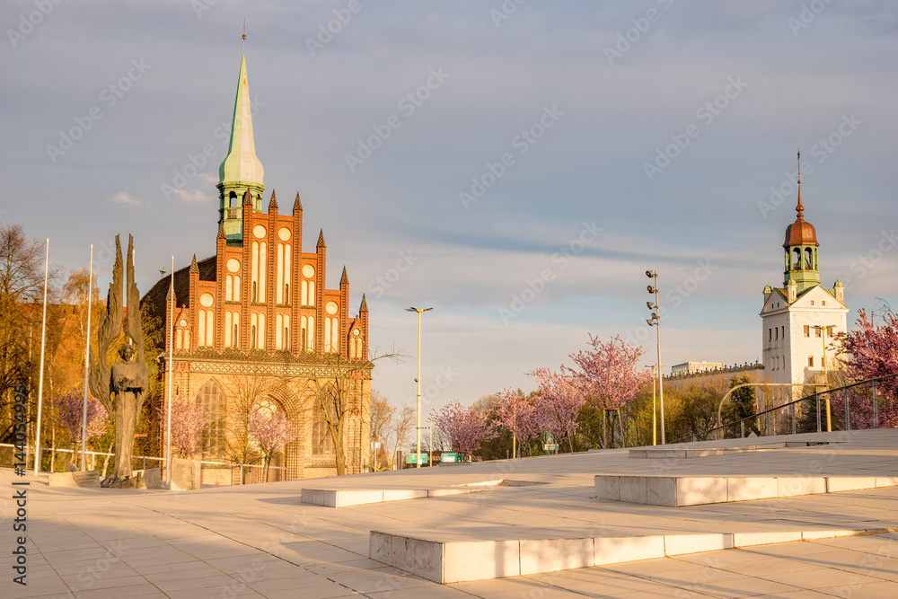 Fototapeta premium Panorama of the historical and representative part of the city of Szczecin in Poland,Pomeranian Dukes' Castle and the museum of the 