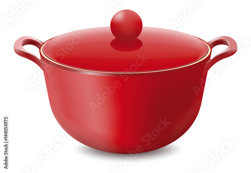 Saucepan Red isolated on white Vector illustration