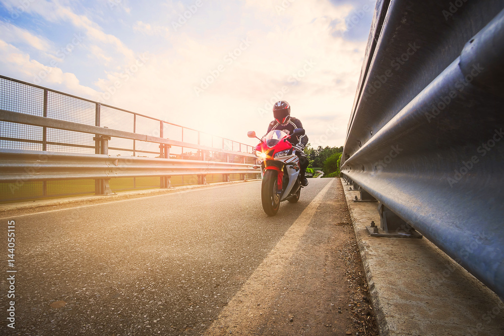 Fototapeta premium Road motorcycle on the road