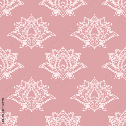 Lotus seamless pattern. Floral background. Oriental ornament.