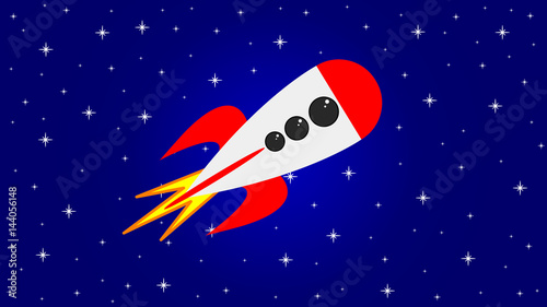 Rocket spaceship in space