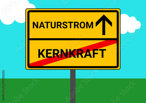 Schild Ortsausgang Kernkraft Naturstrom
