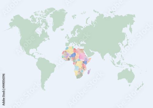 Fototapeta Naklejka Na Ścianę i Meble -  WORLD MAP WITH COUNTRIES OF AFRICA