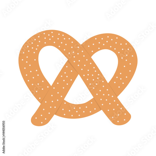 Soft pretzel icon. Sweet salted bakery. Fast food snack. Bakery Pastry. Isolated. White background. Flat design.