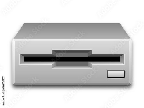 Vector illustration of a working laptop with an open screen, casting a shadow over a solid background. View from above