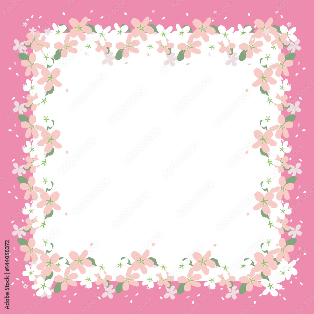 Frame of beautiful flower in a pink trim. Greeting card. vector