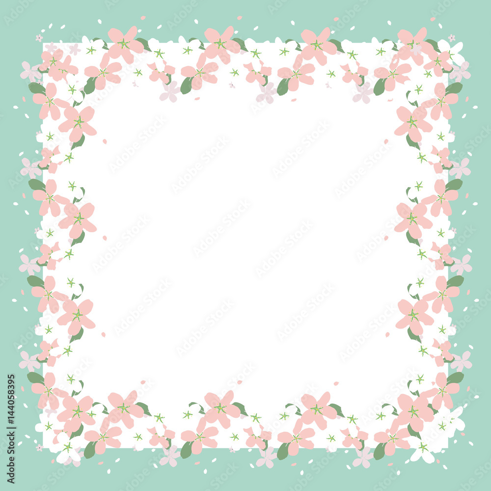 Frame of beautiful flowers. Holiday card with a green frame. vector Frame of beautiful flowers. Holiday card with a green frame. vector