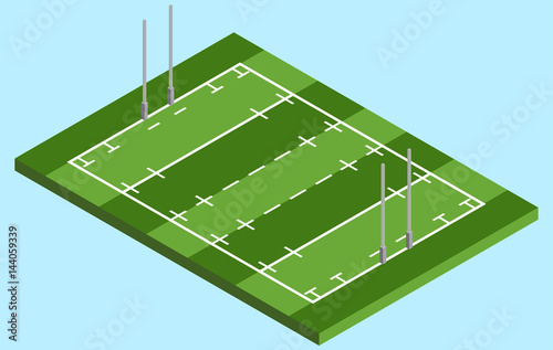 Isometric Rugby field in vector