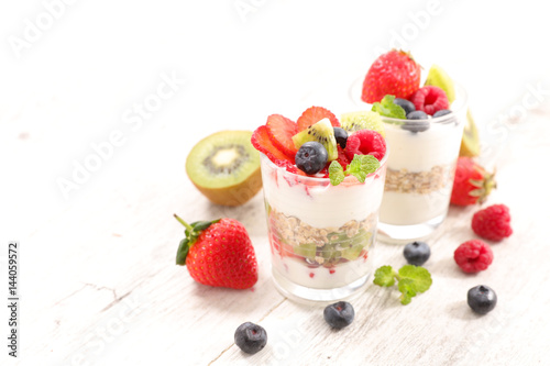 yogurt with muesli and berry