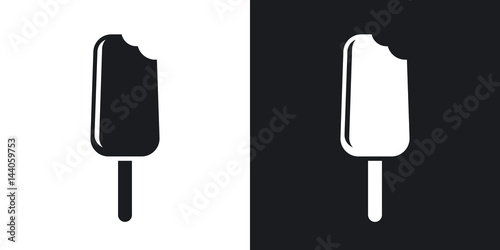Vector ice cream icon. Two-tone version on black and white background