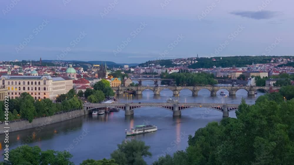 Zoom out timelapse of evening Prague Zoom out timelapse of evening Prague