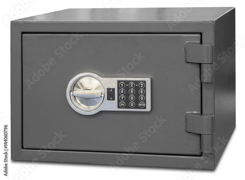 Fotografie Security metal safe with digital code isolated on white background
