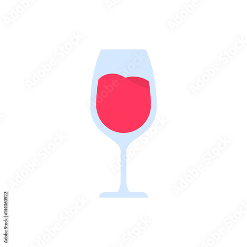 Red wine glass isolated on white background. Vector icon