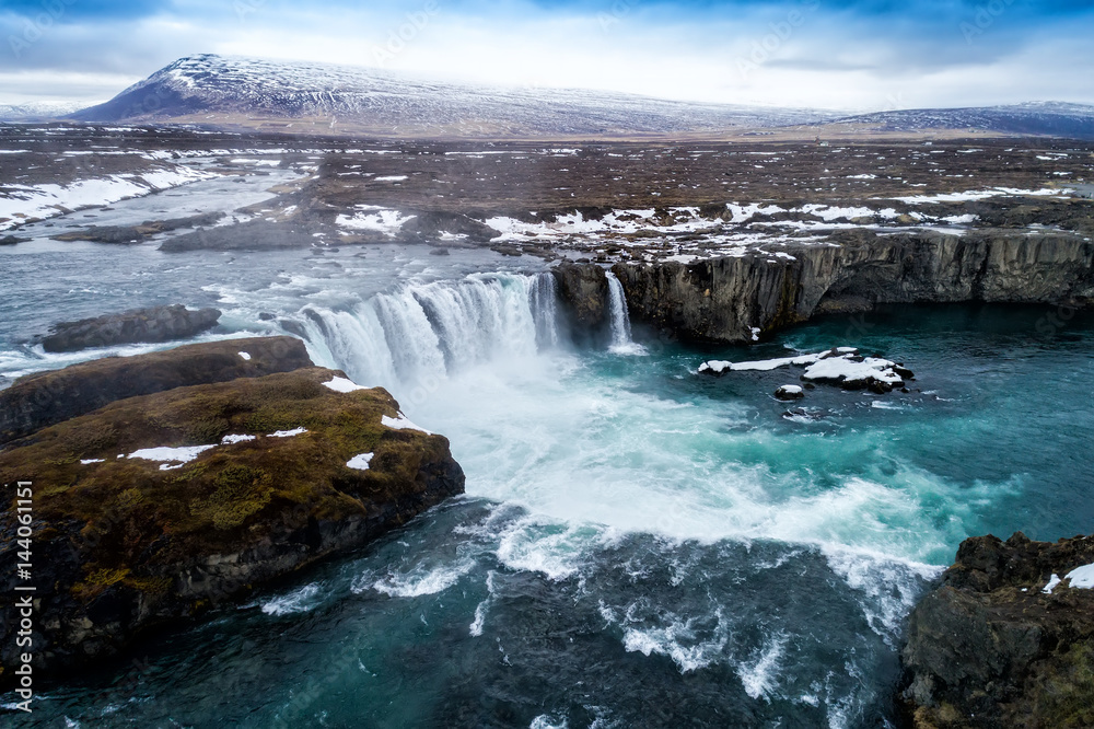 Famous Godafoss waterfall, north of the island