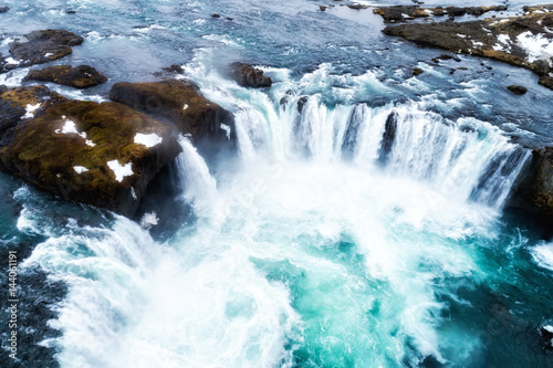 Famous Godafoss waterfall, north of the island