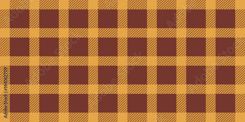Сlassic cloth for kitchen. Pastel brown-orange tablecloth. Geometrical simple square pattern. Checkered and tartan pattern with brown stripes and squares. Seamless texture/ Vector.