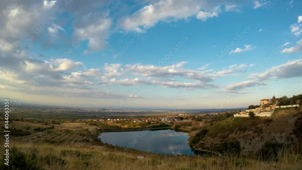 Cloudscape lake timelapse in magic hour at rural landscape Cloudscape lake timelapse in magic hour at rural landscape