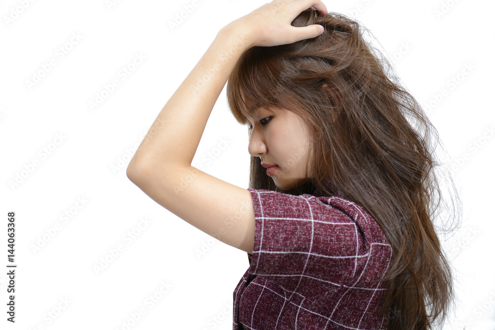 Portrait of beautiful female model over white background Portrait of beautiful female model over white background