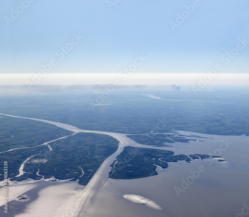 Aerial view of Rio de la Plata (River of Silver in English). Argentina. photo