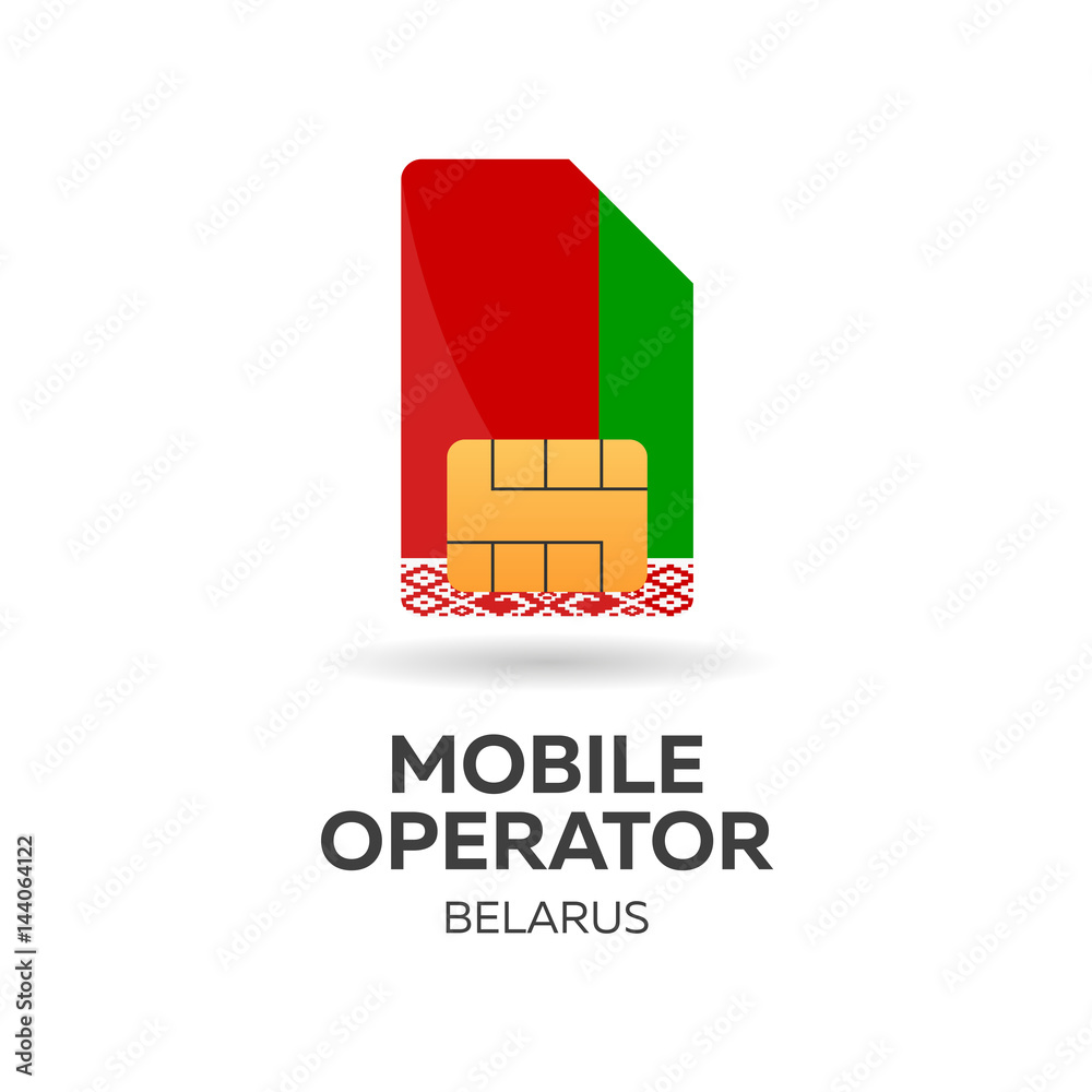 Belarus mobile operator. SIM card with flag. Vector illustration. Belarus mobile operator. SIM card with flag. Vector illustration.