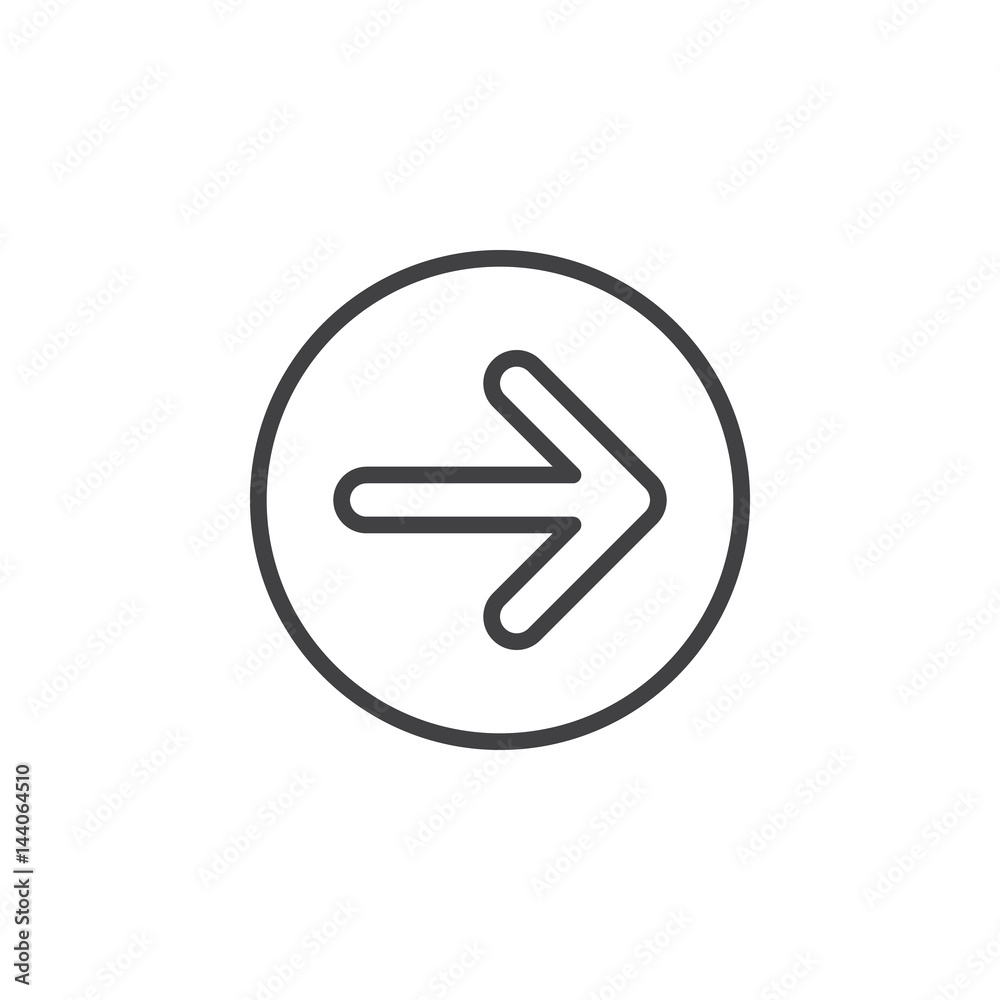 Arrow right circular line icon. Round simple sign. Flat style vector symbol Arrow right circular line icon. Round simple sign. Flat style vector symbol