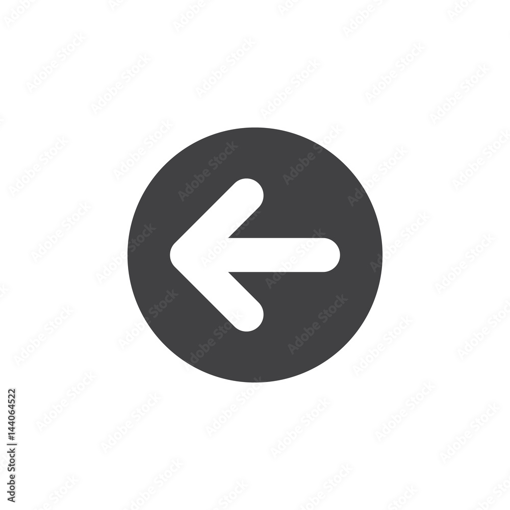 Arrow left flat icon. Round simple button, circular vector sign. Flat style design Arrow left flat icon. Round simple button, circular vector sign. Flat style design