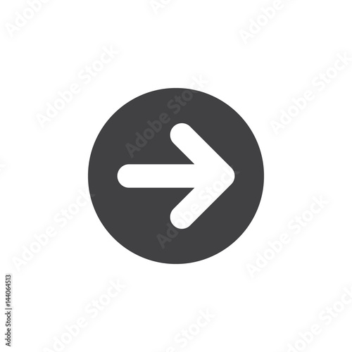 Arrow right flat icon. Round simple button, circular vector sign. Flat style design