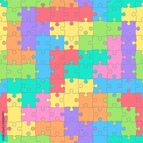 Puzzles seamless pattern with colored tetris shapes. Children's background