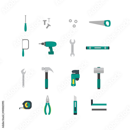 Wallpaper Mural Cartoon Hand Tools Color Icons Set. Vector Torontodigital.ca