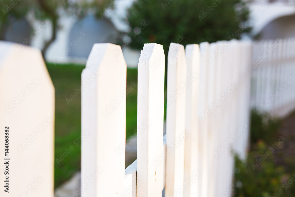White fence closeup