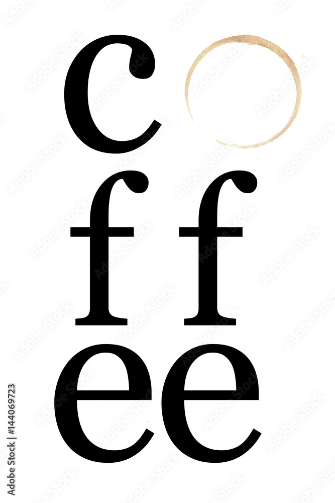 Obraz premium Word coffee over white background.