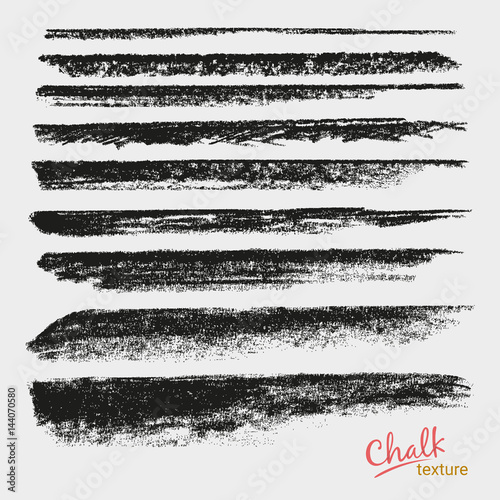 Chalk and charcoal. A set of vector brushstrokes. Paint spots. Grunge texture. A high resolution. Brushes are stored in the palette. Designed for registration of various design projects.