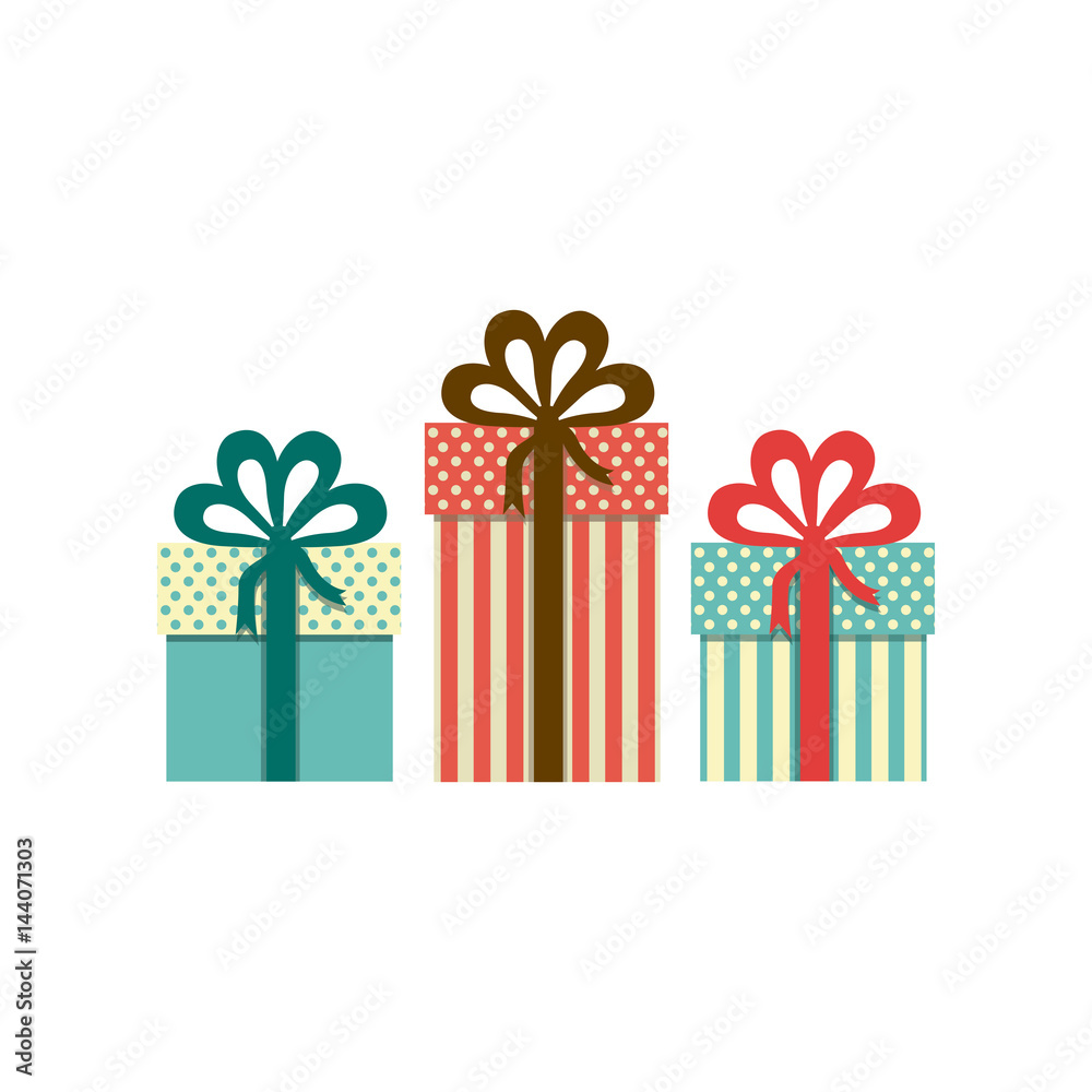 colorful set of gift boxes with decorative ribbon vector illustration