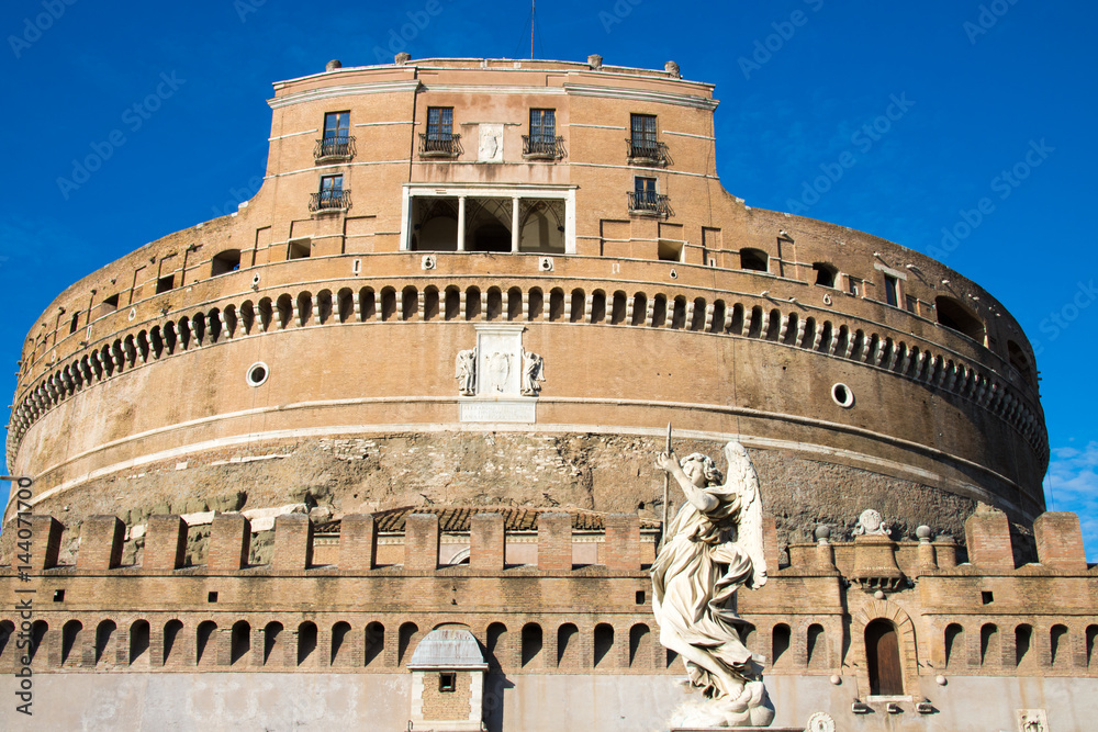   sant angelo castle rome angel bridge, one of the landmarks in rome tourism sightseeing 