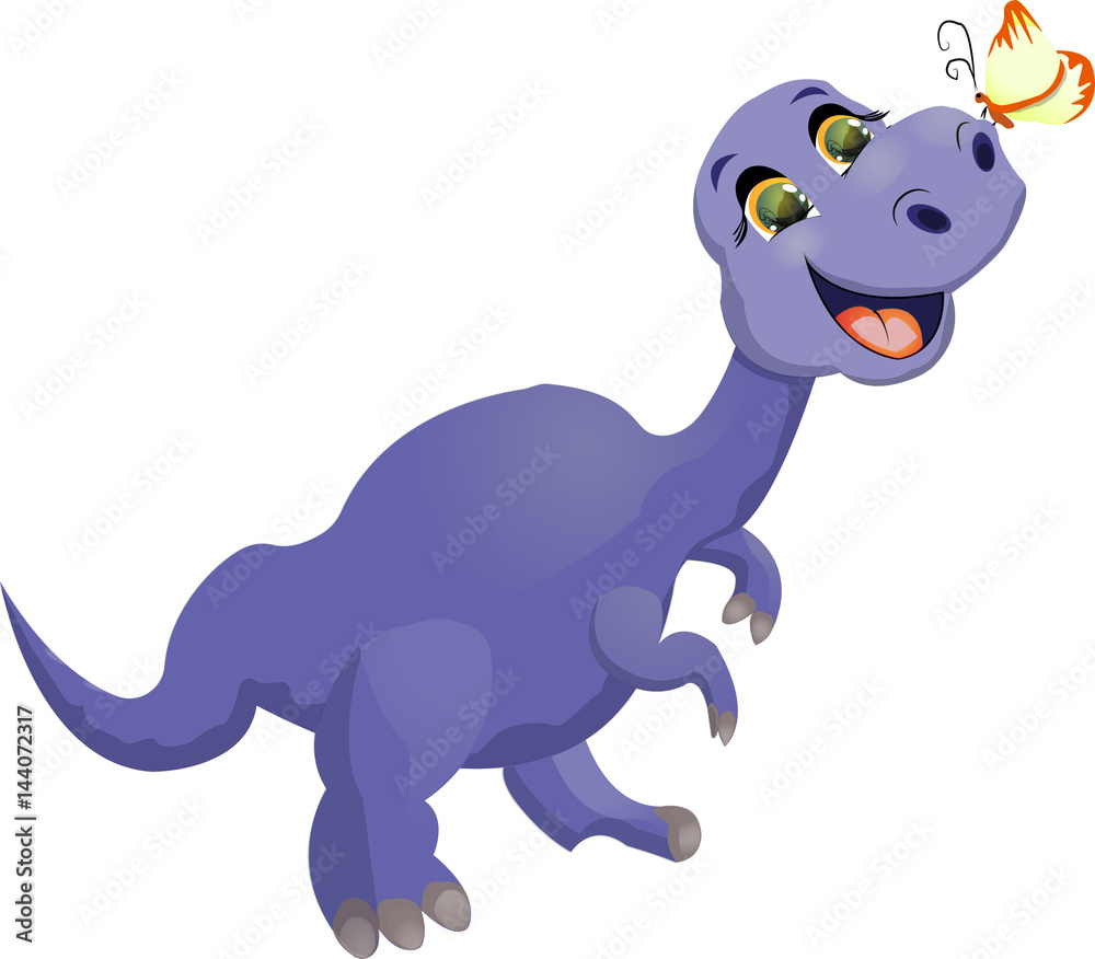 Fototapeta premium Dinosaur with butterfly