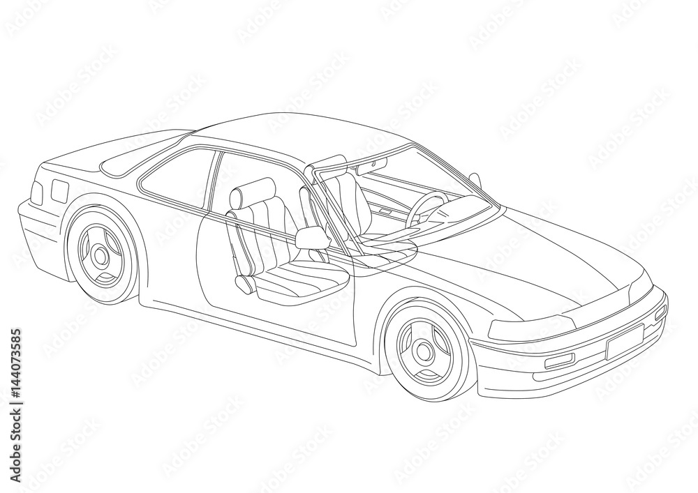 自動車線画 自動車内部構造 Stock イラスト Adobe Stock